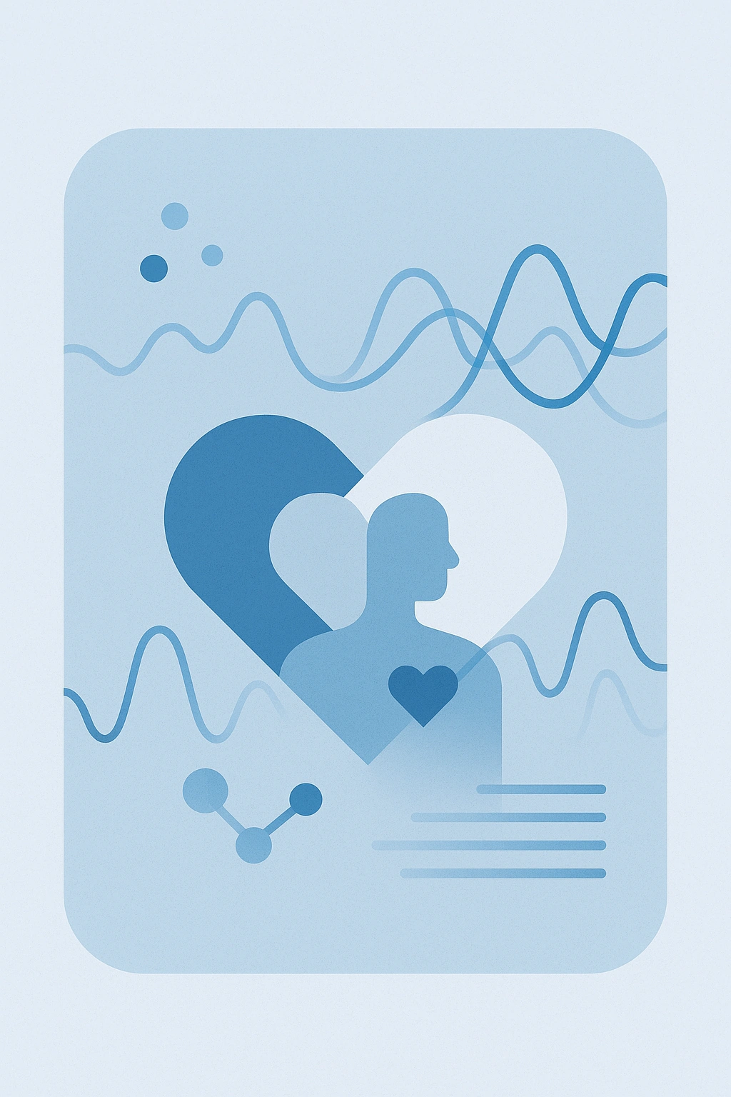 Ilustración de un corazón rodeado de líneas de datos